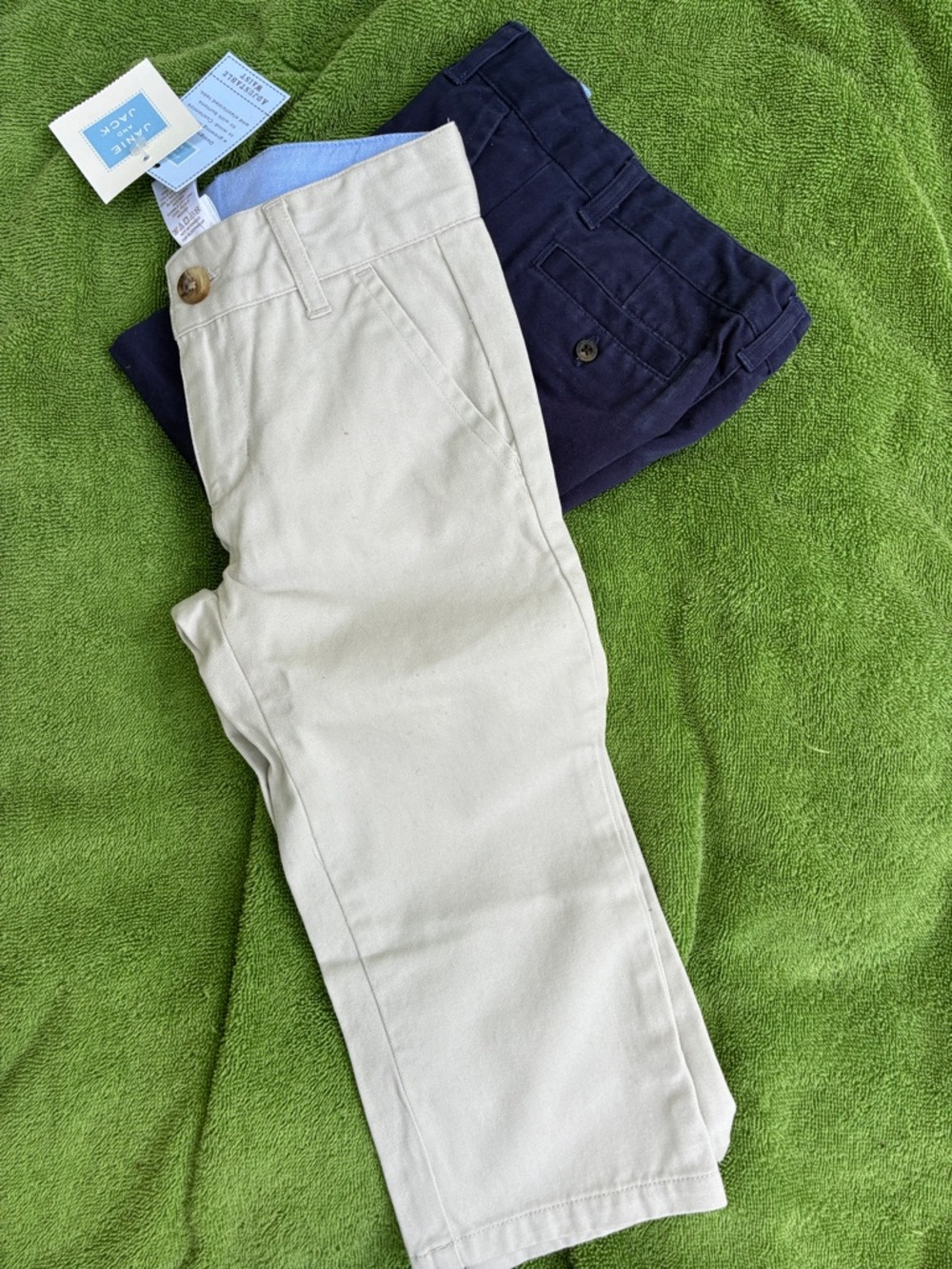 Janie and Jack Cream and Navy Kids Chino Pants Duo